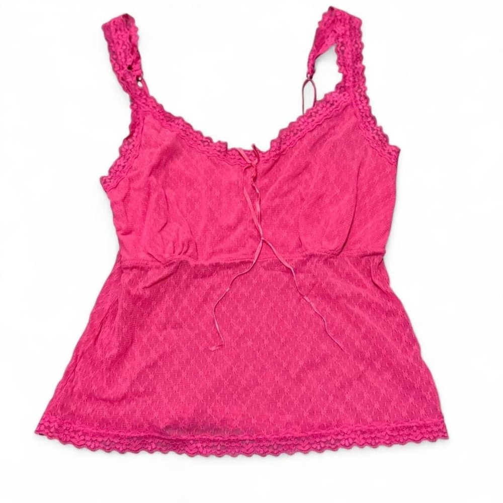 Y2K Sheer Lace Cami Tank Sz M Coquette Girly Dainty Soft Preppy 2000s
